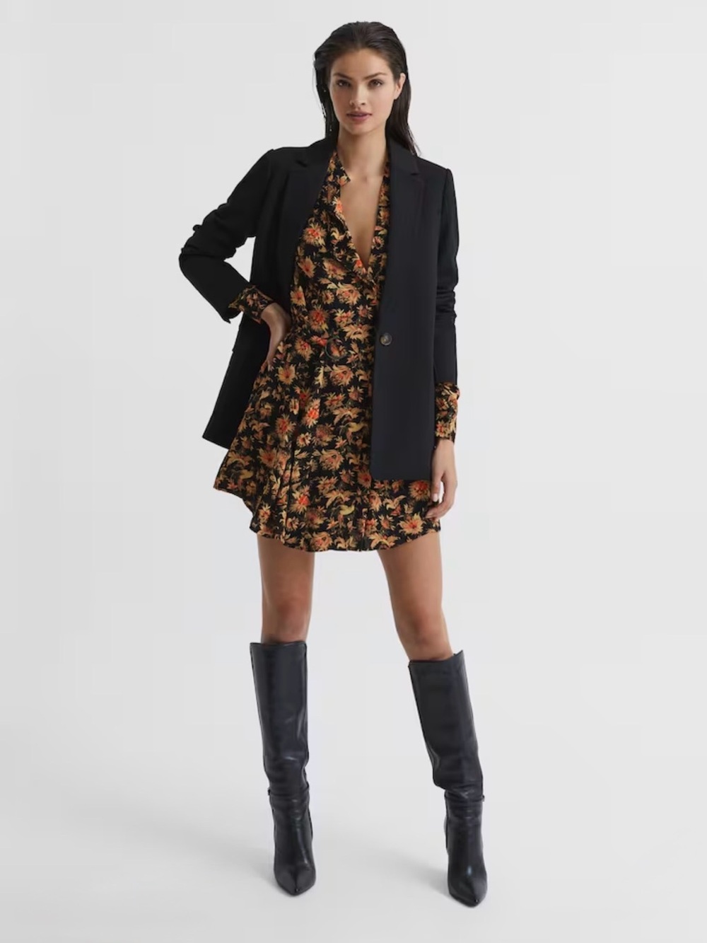 Reiss Lula Vintage Print Floral Flippy Dress Size 2